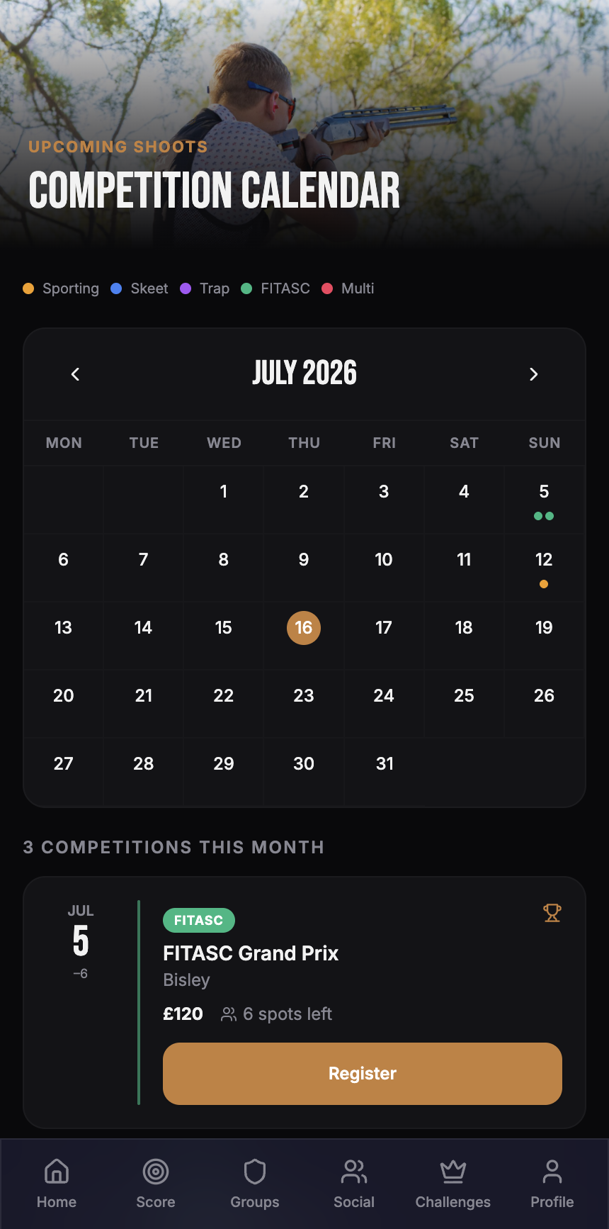 PULL competition calendar — monthly view