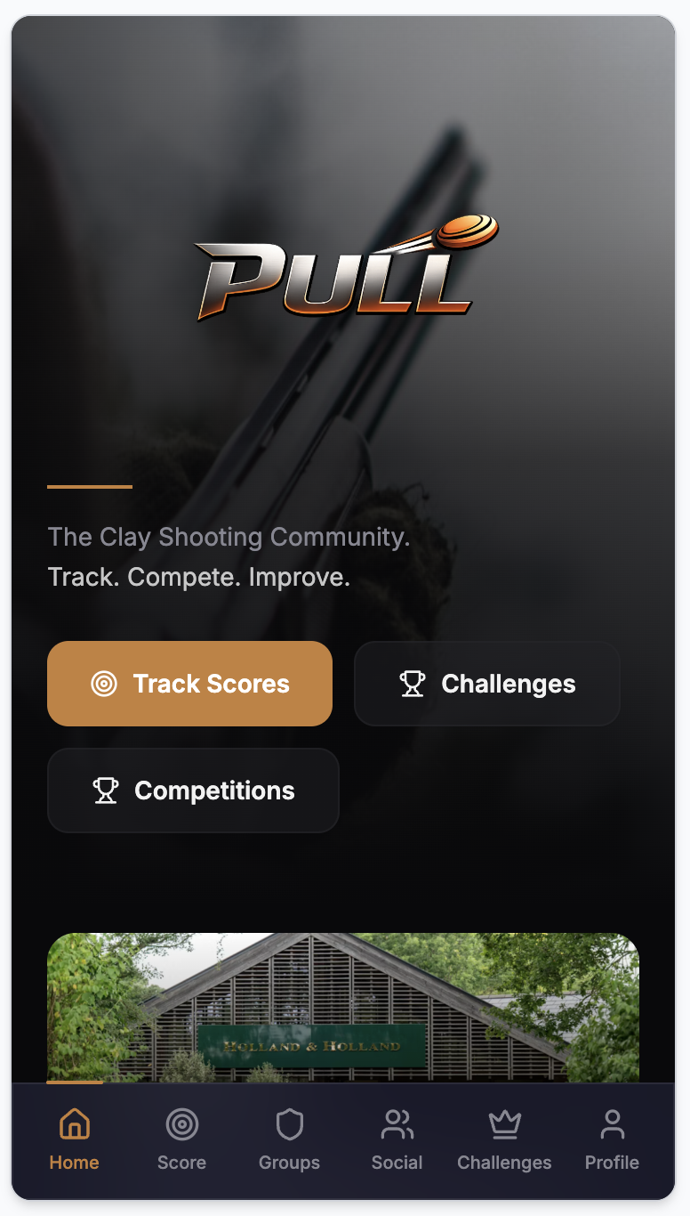 PULL app home screen